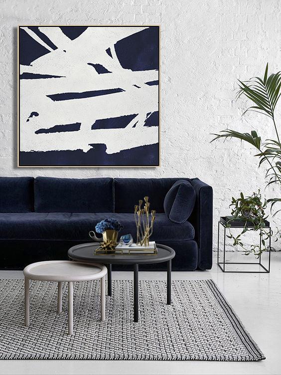 Navy Blue Minimalist Painting #NV301A - Click Image to Close